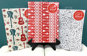 Gift Wrap- Holiday- Red & White Guitars- (3) 24" x 36" sheets